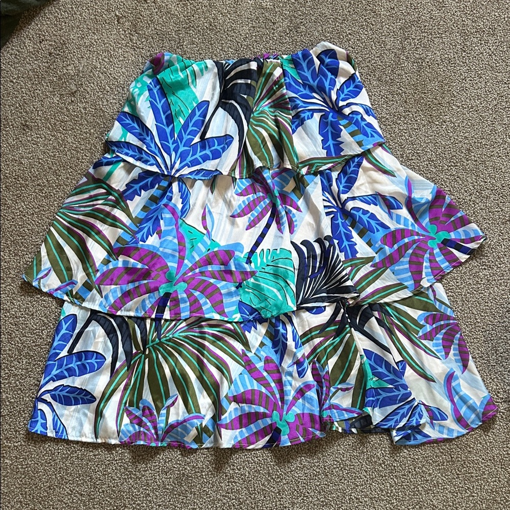 Tropical Print Tiered Skirt